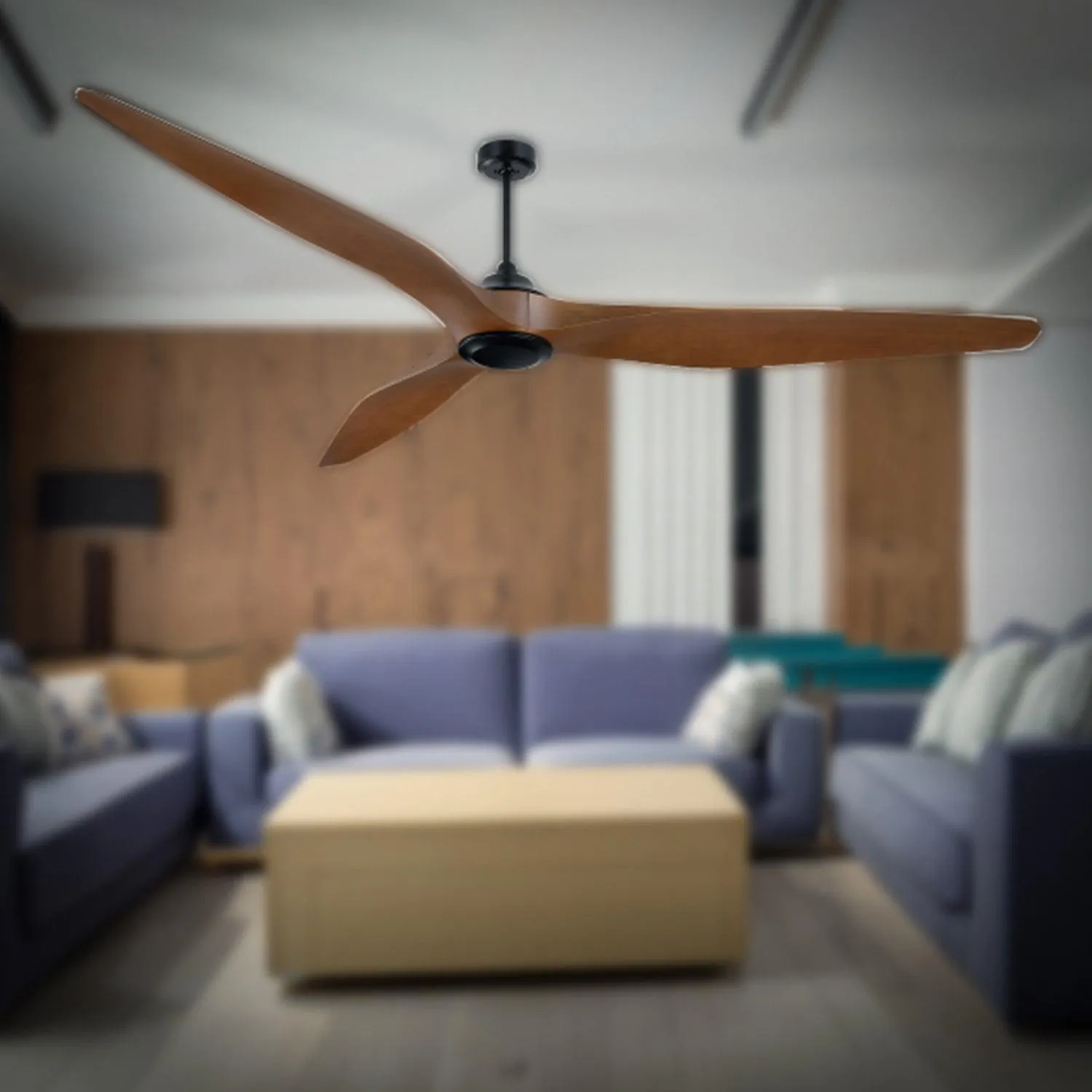 100" Extra Large Dc Ceiling Fan Black With Timber Blades, White With White Timber Blades