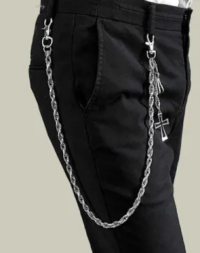 26'' Metal CROSS BIKER SILVER WALLET CHAIN LONG PANTS CHAIN SILVER jeans chain jean chain FOR MEN