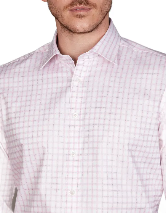 Abelard Pick Stitch Pink Check Shirt