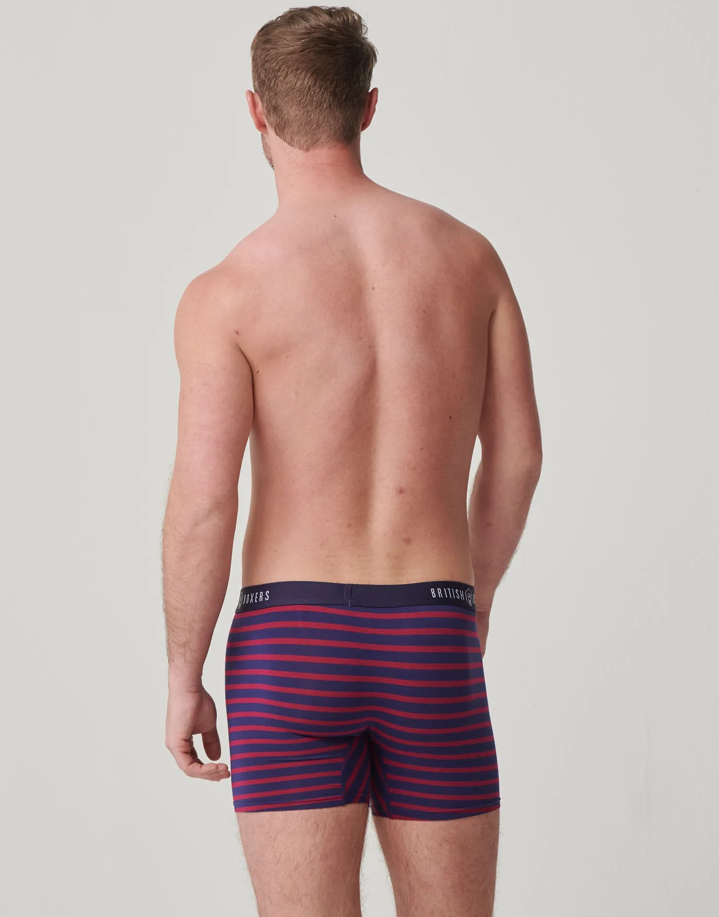 Bamboo Stretch Trunks – Wine & Navy Hoopla Stripes