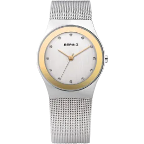 Bering Ladies Steel Gold With Mirror Border Mesh Strap Watch 12927-010