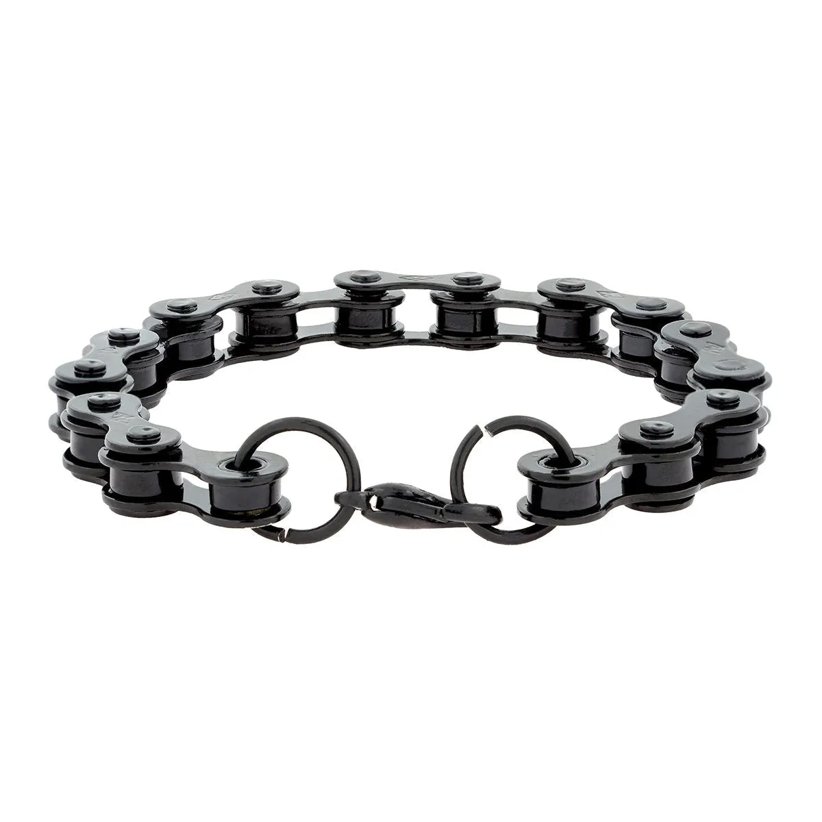 Biker Motor Cycle Chain Black Silver Stainless Steel Funky Mens Bracelet Men