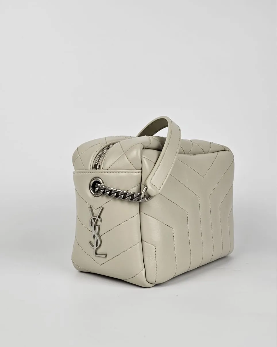 Calfskin Y Quilted Monogram Small LouLou Bowling Bag Ivory