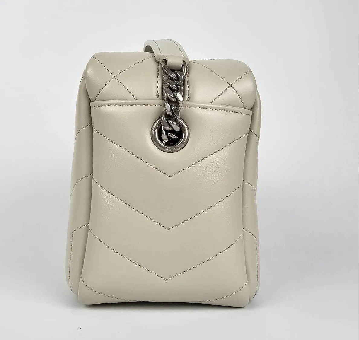 Calfskin Y Quilted Monogram Small LouLou Bowling Bag Ivory