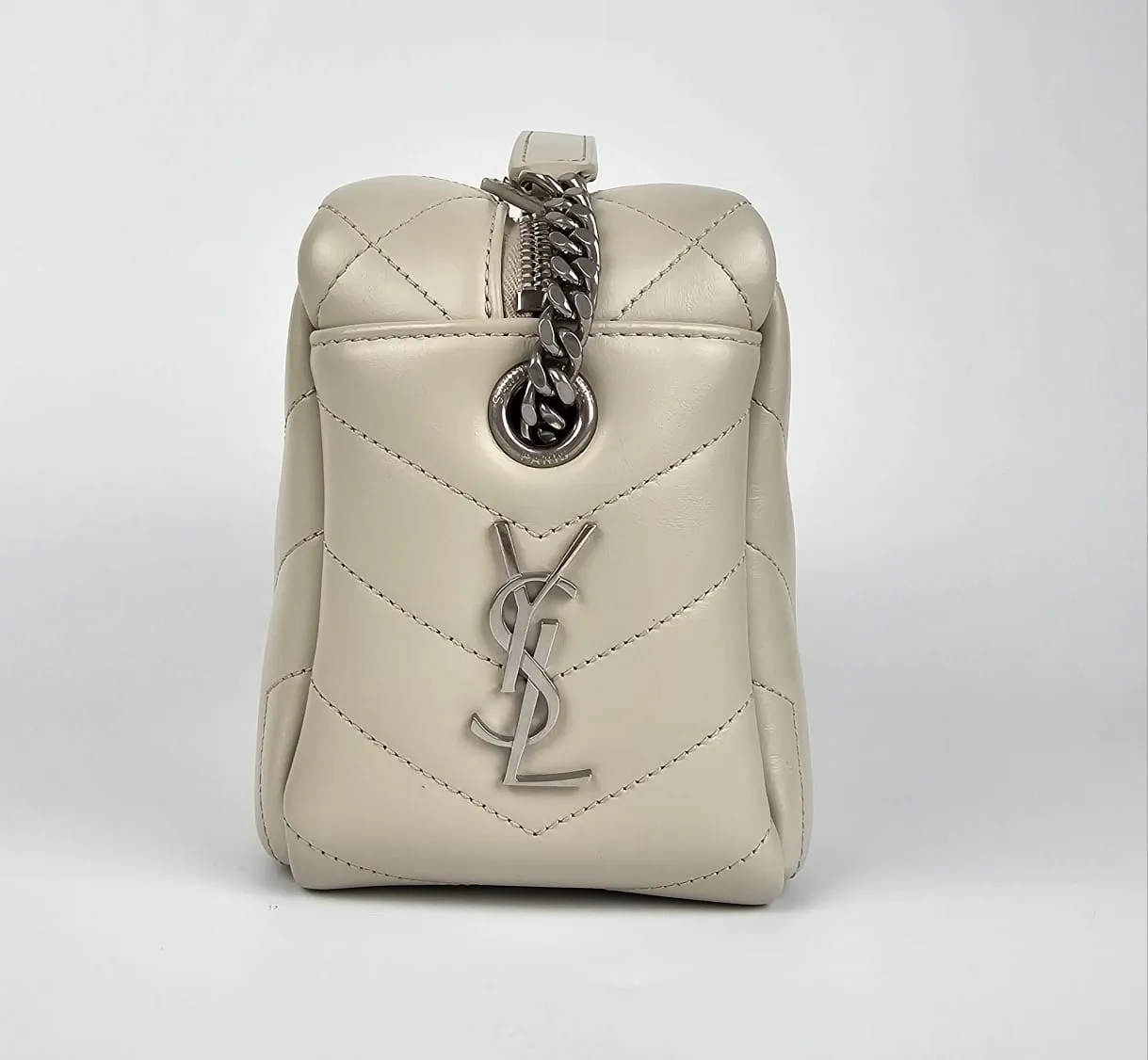 Calfskin Y Quilted Monogram Small LouLou Bowling Bag Ivory