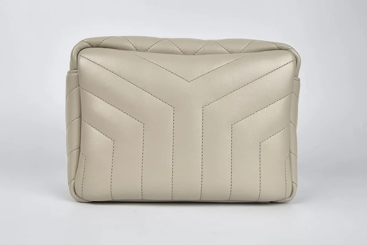 Calfskin Y Quilted Monogram Small LouLou Bowling Bag Ivory