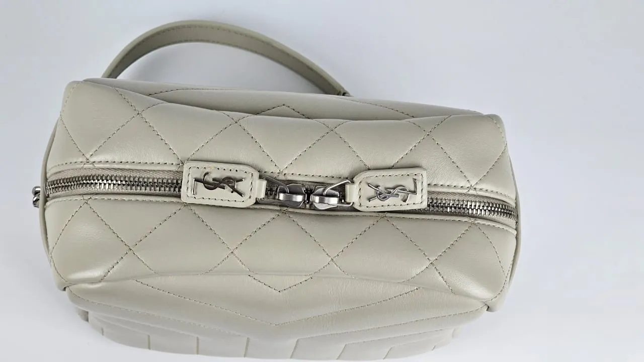 Calfskin Y Quilted Monogram Small LouLou Bowling Bag Ivory