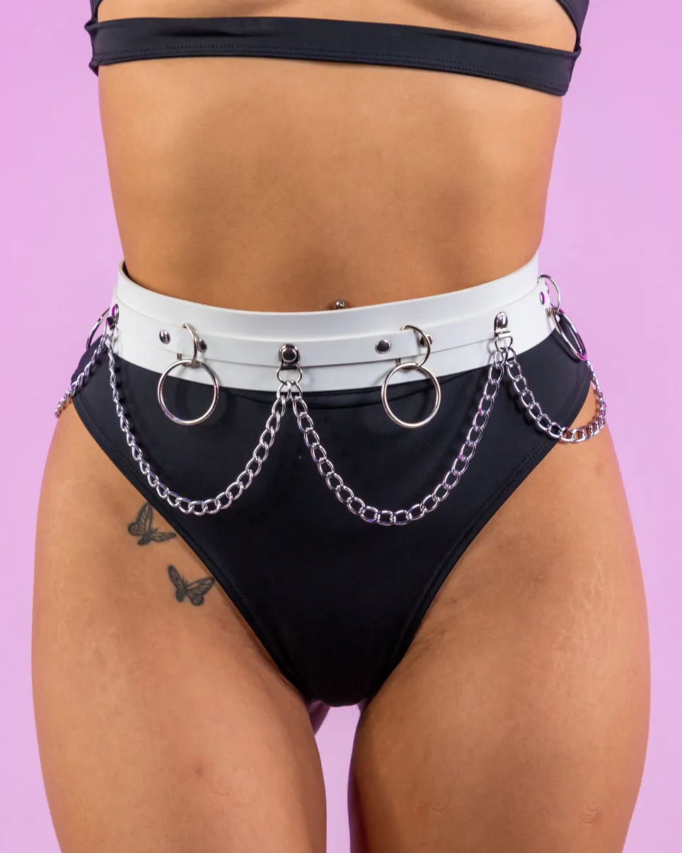 Chain Reaction Faux Leather Belt