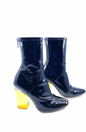 CHRISTIAN DIOR Size 8.5 Black Patent Leather Ankle Boot