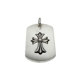 CHROME HEARTS Sterling Silver Cross Dog Tag Pendant