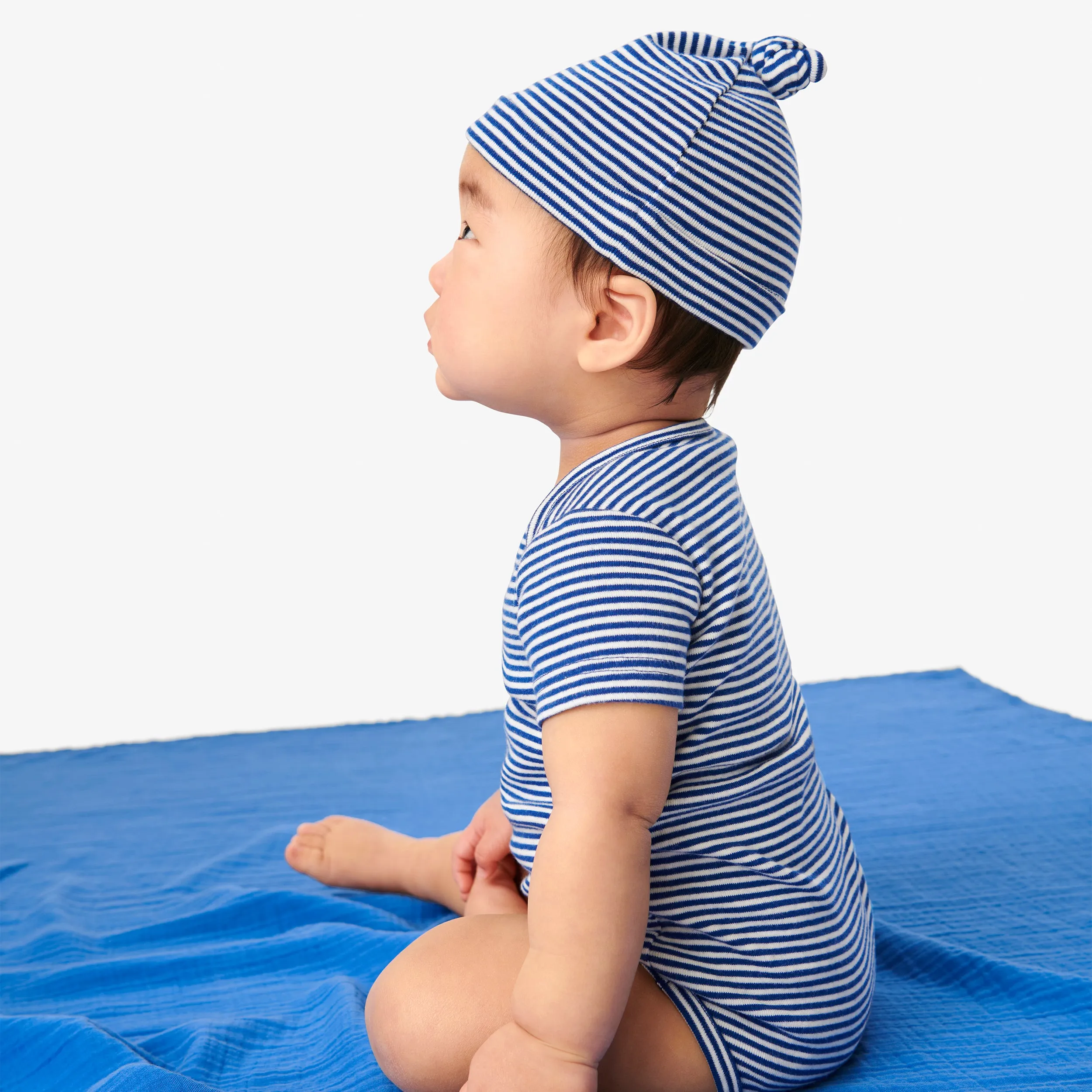 Clearance baby organic hat in mini stripe