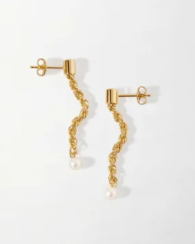 Coastal Rope Drop Pearl Earrings