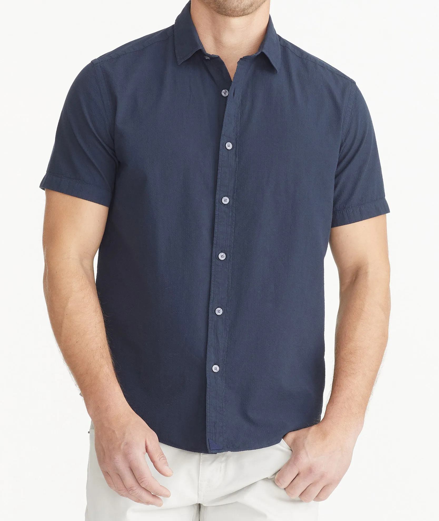 Cotton Seersucker Short-Sleeve Pavao Shirt - FINAL SALE