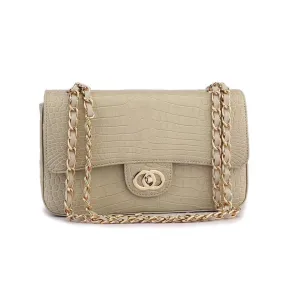 Crocodile Leather Classic Flap Chain Shoulder Bags For Women Beige