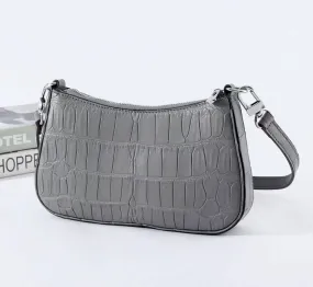 Crocodile Leather Underarm With Chain Shoulder Strap Bag Grey