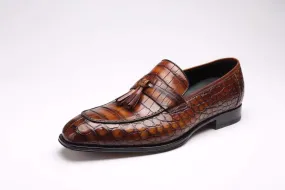 Crocodile Shoes Genuine Crocodile Skin Slip-on Loafer With Derby Style Dress Shoes For Men