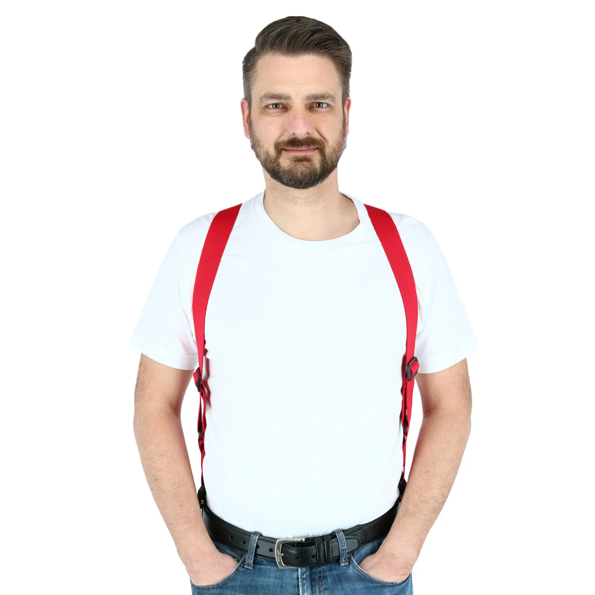 CTM® Men's Elastic Side Plastic Clip TSA Compliant Airport Suspenders