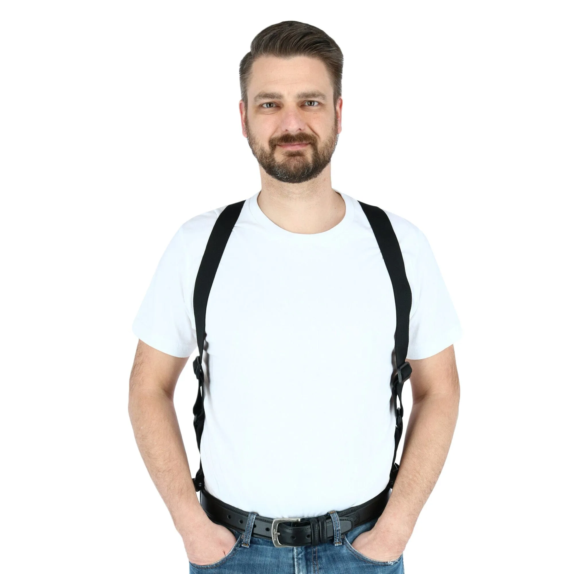 CTM® Men's Elastic Side Plastic Clip TSA Compliant Airport Suspenders