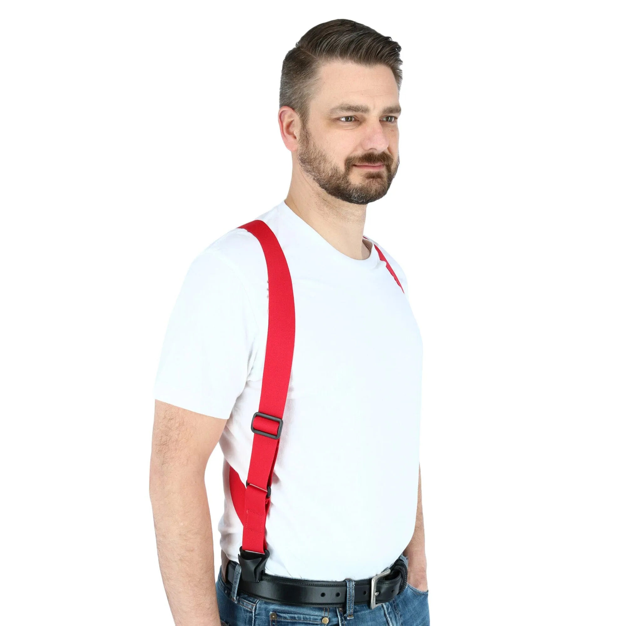 CTM® Men's Elastic Side Plastic Clip TSA Compliant Airport Suspenders