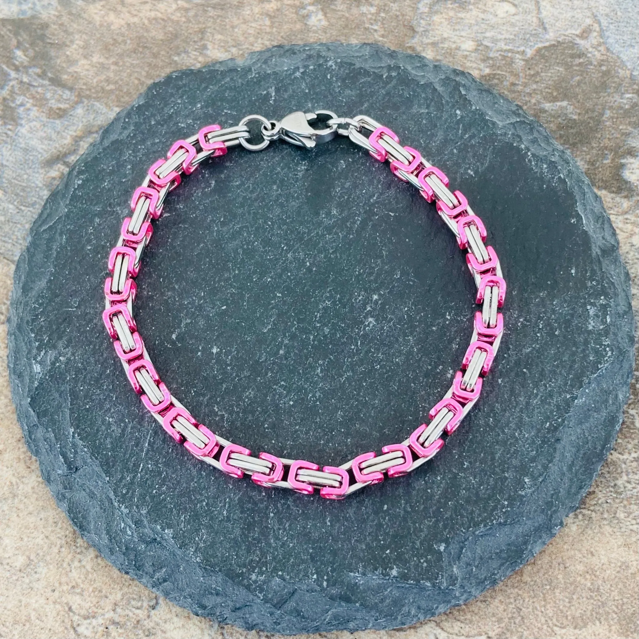 Daytona Bracelet - Pink & Silver - Mini - 1/8 inch wide - NO11B