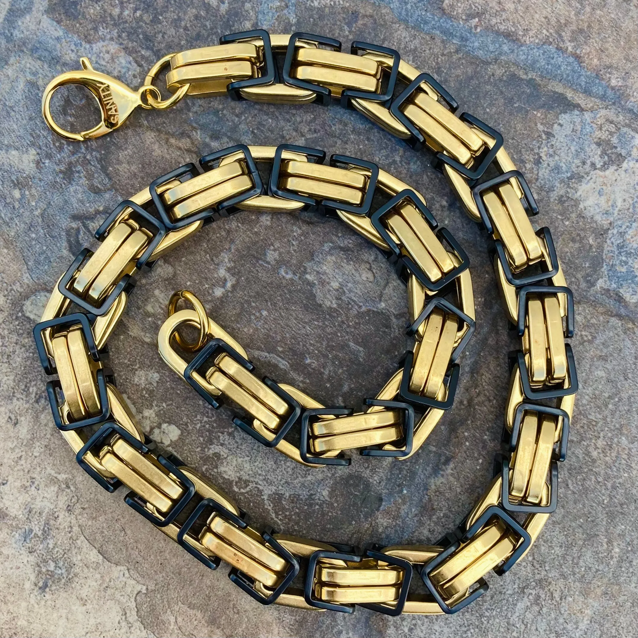 Daytona Necklace - Gold & Black - CVO - 1 inch wide