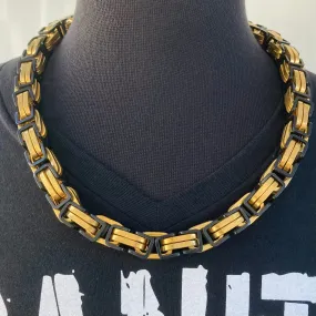 Daytona Necklace - Gold & Black - Road King - 3/4 inch wide