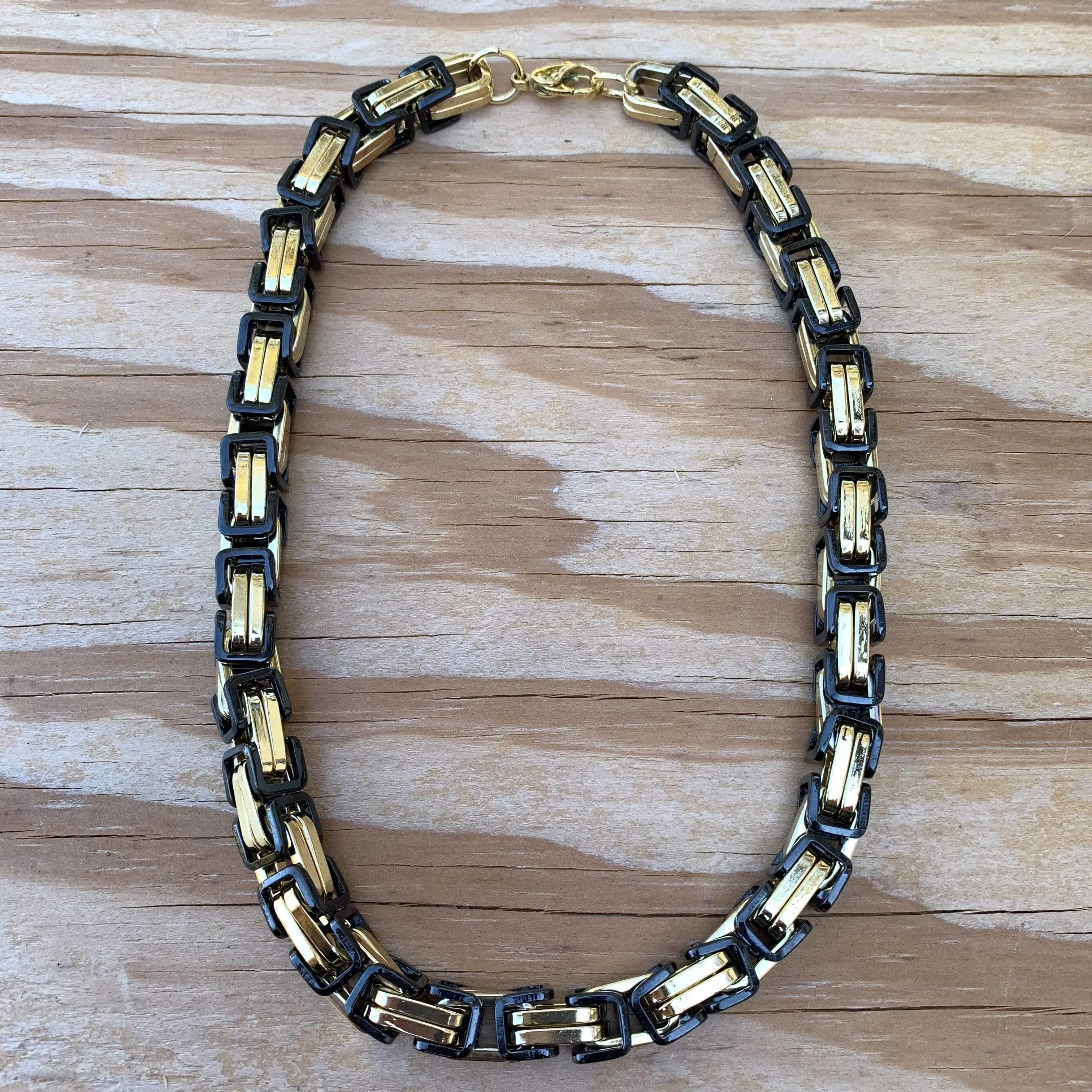 Daytona Necklace - Gold & Black - Road King - 3/4 inch wide