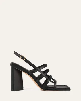 DELIA HIGH HEEL SANDALS BLACK LEATHER