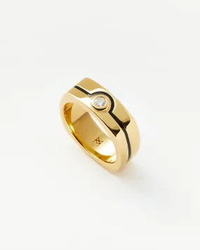 Enamel & Stone Byline Wide Band Ring | 18k Gold Plated/Cubic Zirconia