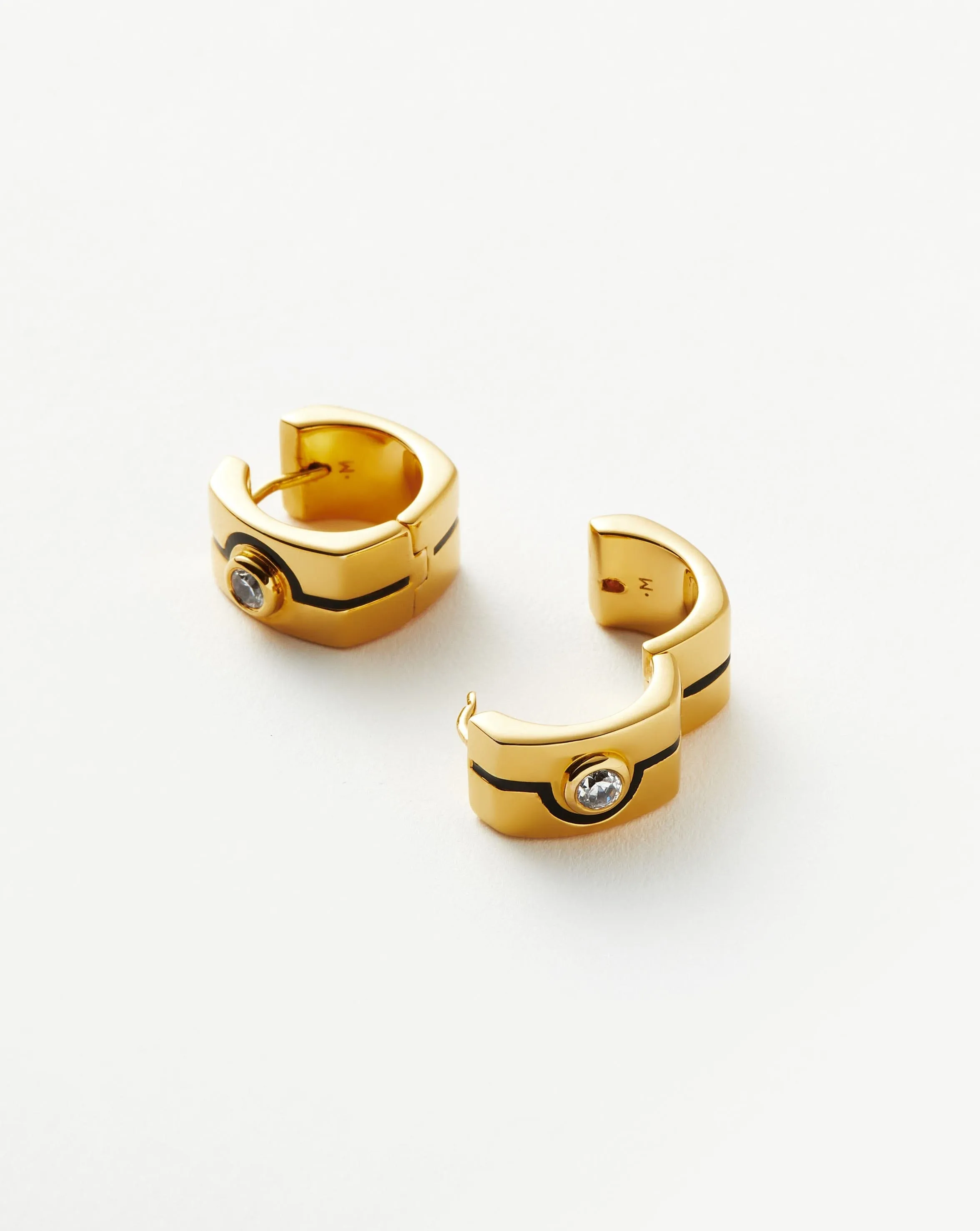 Enamel & Stone Square Mini Hoop Earrings