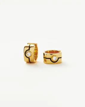 Enamel & Stone Square Mini Hoop Earrings