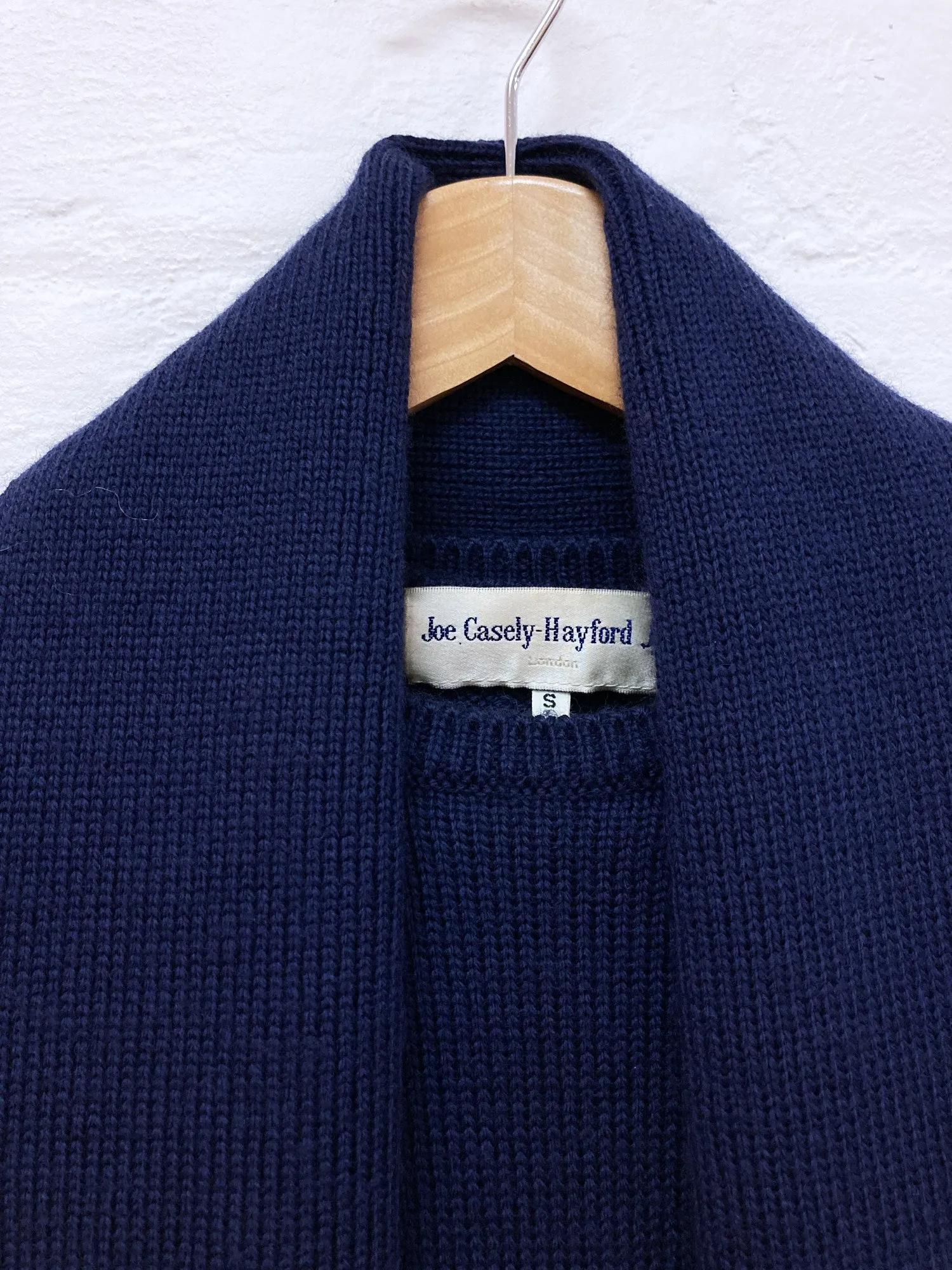 Joe Casely-Hayford navy wool scarf neck jumper - mens unisex S