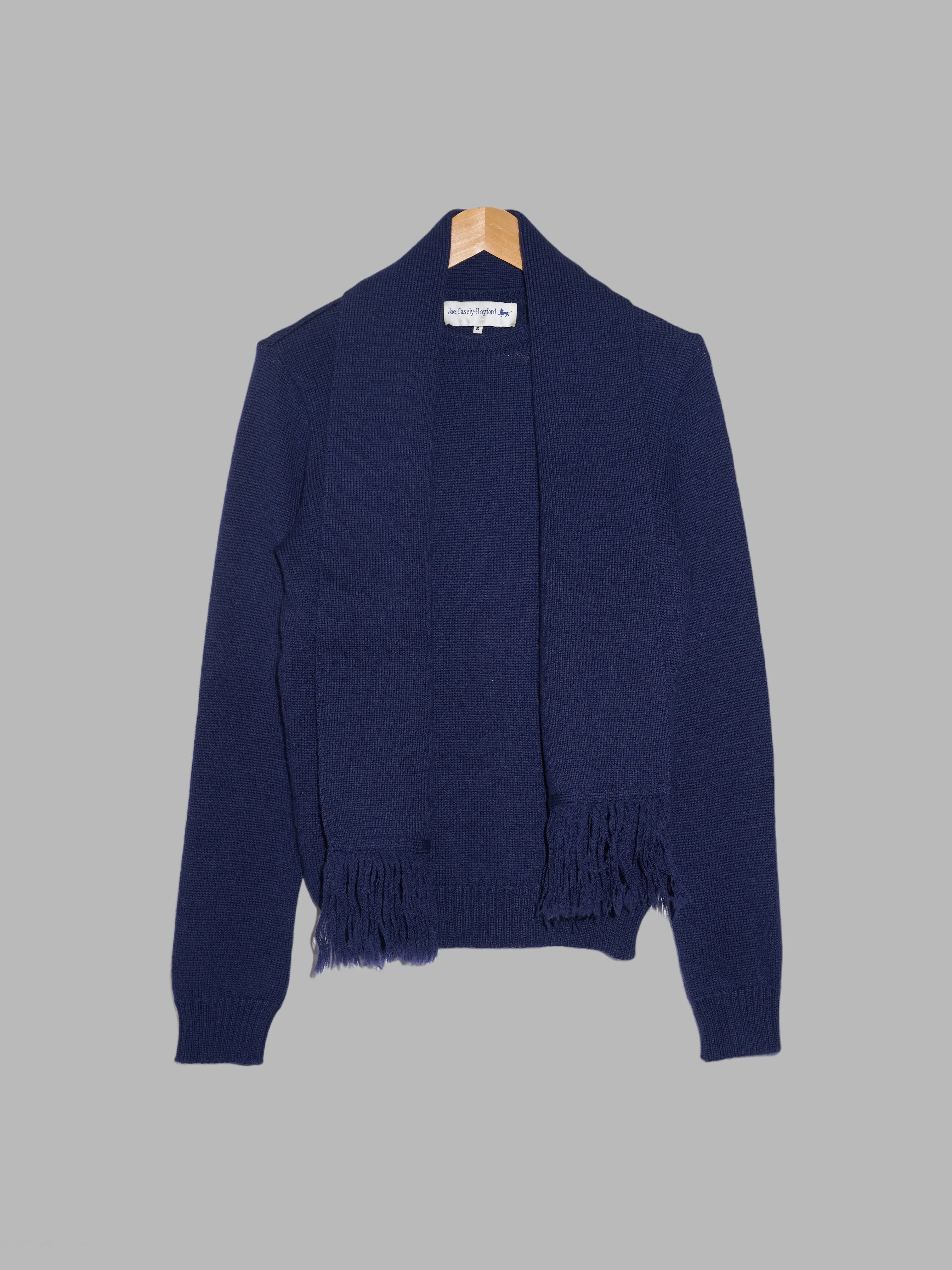 Joe Casely-Hayford navy wool scarf neck jumper - mens unisex S