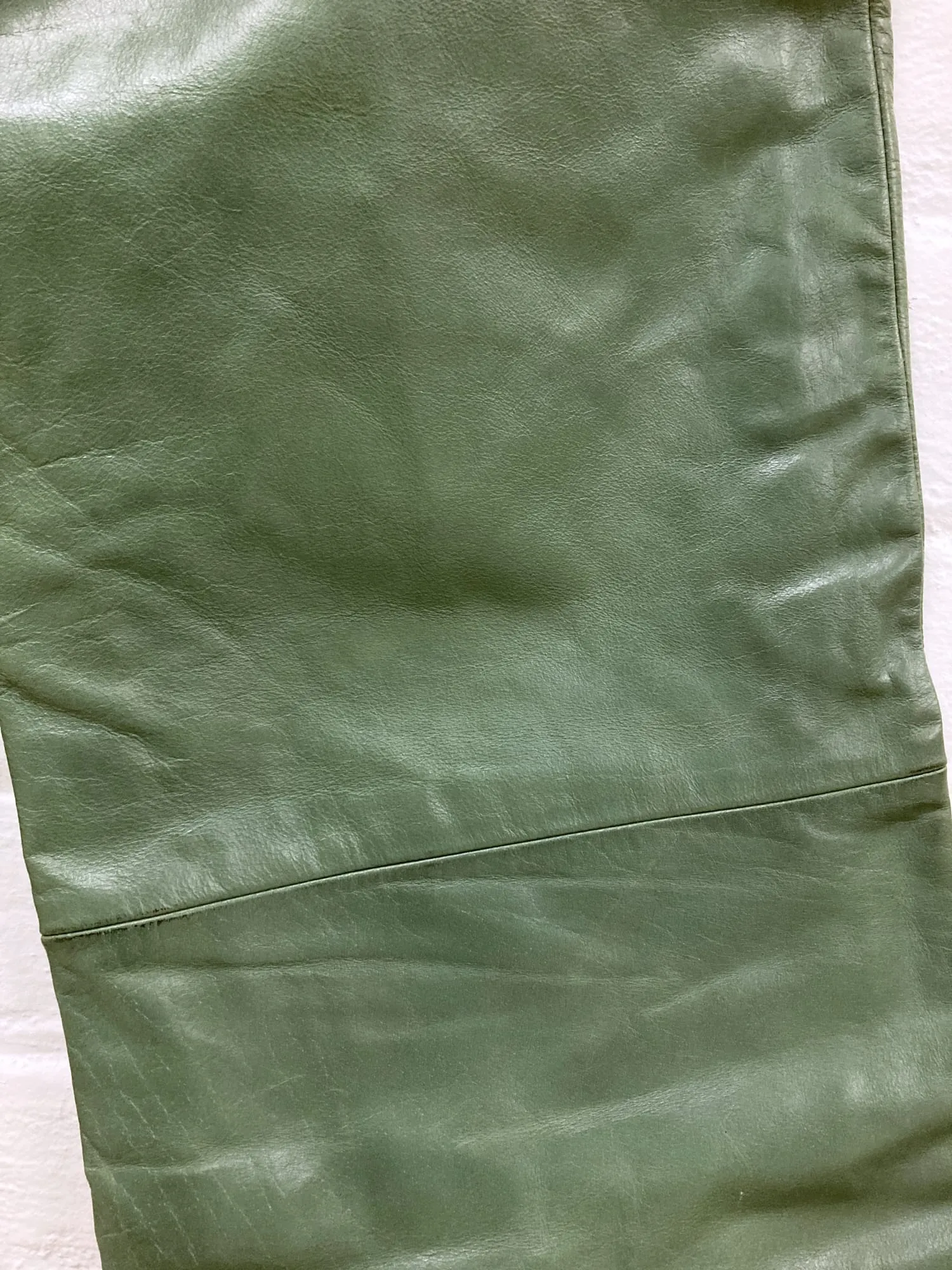 Katharine Hamnett London thick green cowhide leather pants - S XS M