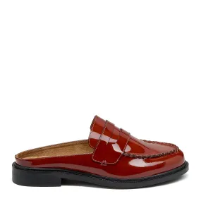 Lock Scarlet Patent Leather Loafer Mules