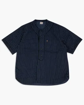 Momotaro Jeans Baseball Shirt - Indigo Stripe