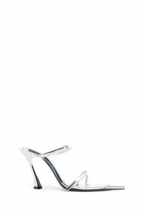 MUGLER WOMAN SILVER MULES