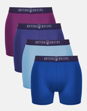 Multipack! 4 Pairs of Men's Bamboo Stretch Trunks - Blues