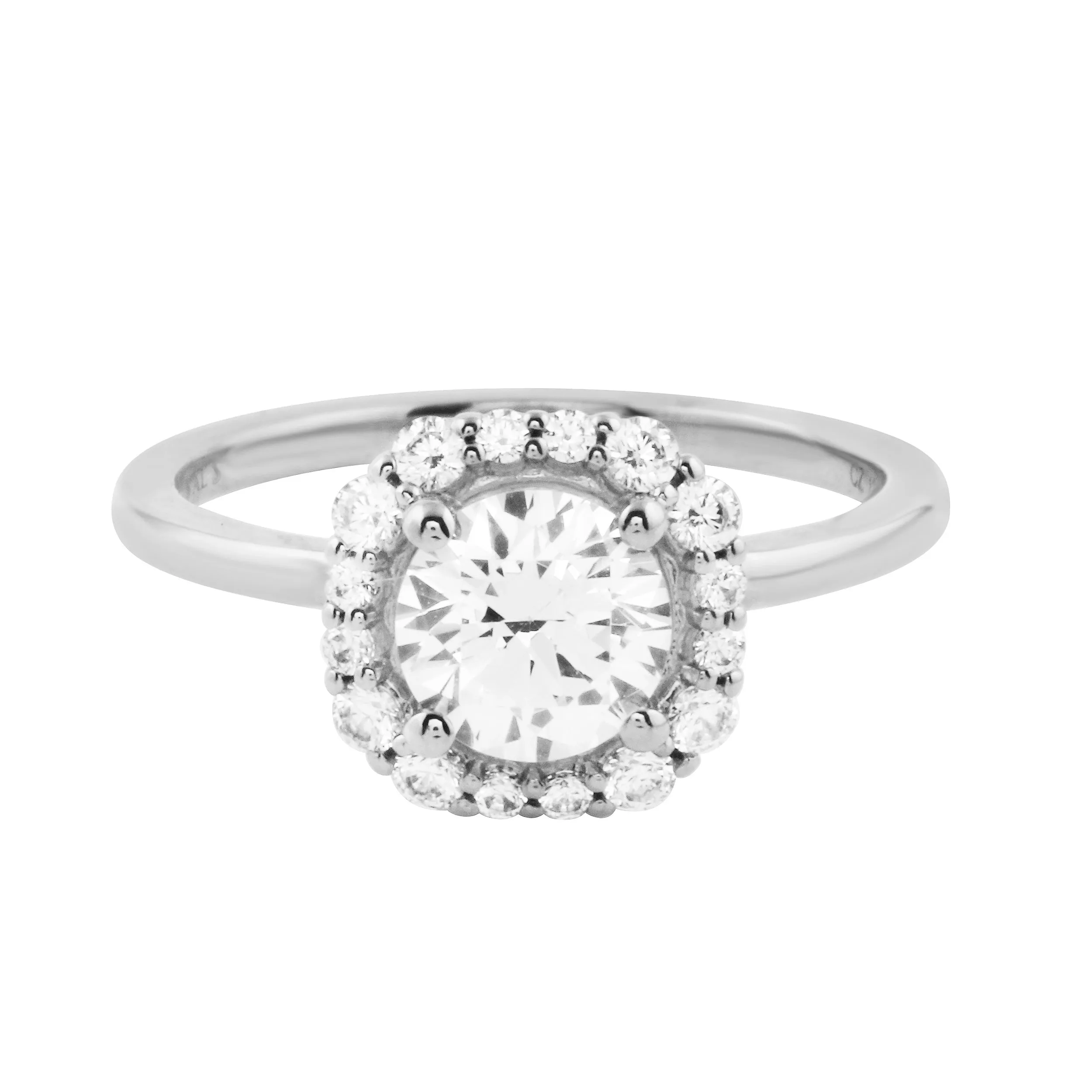 Octagon Halo Round Diamond Engagement Ring