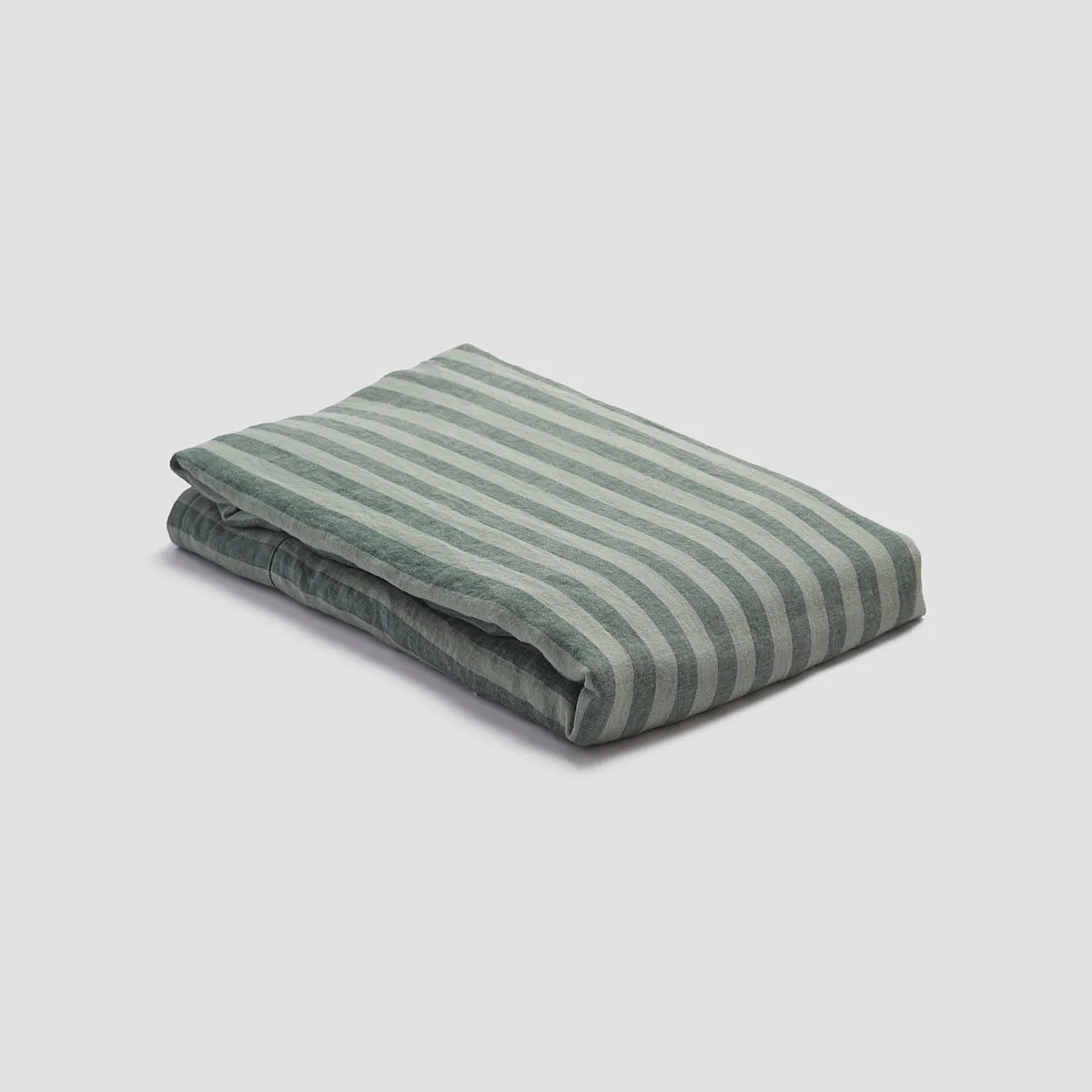 Pine Green Pembroke Stripe 100% Linen Flat Sheet