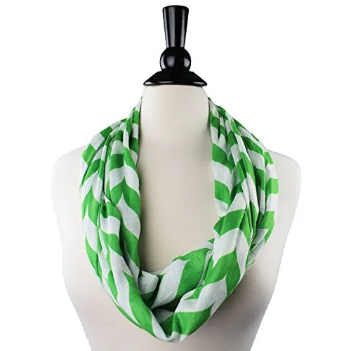 Pop Fashion Womens Chevron Arrow Patterned Infinity Scarf with Hidden Zipper Pocket