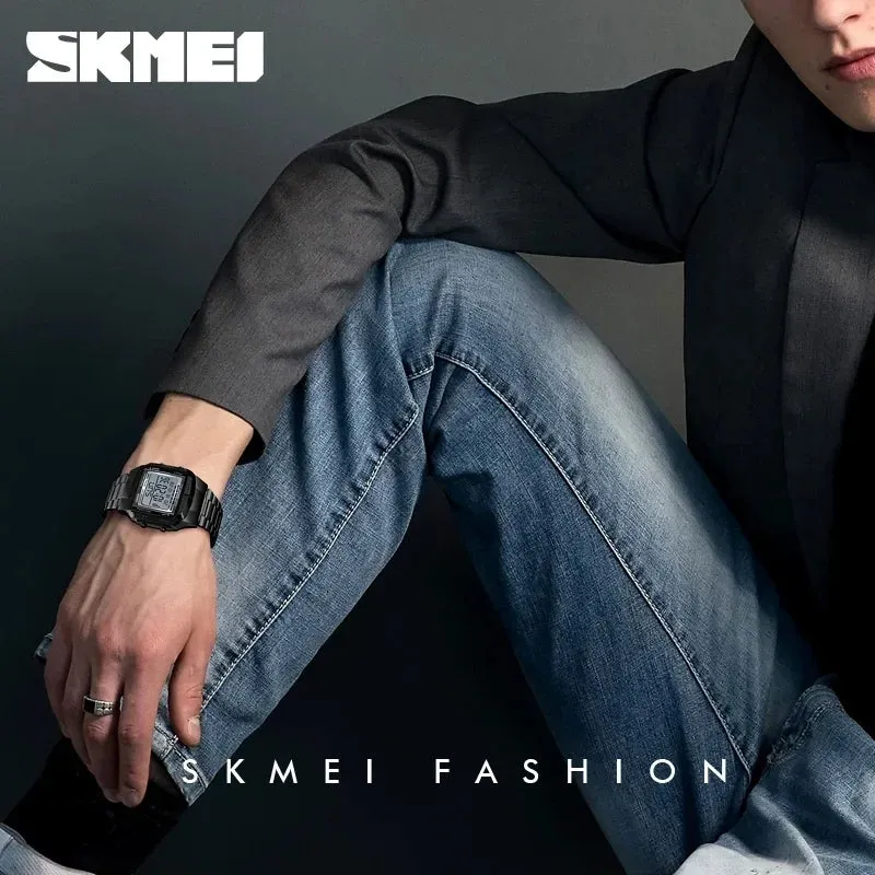 SKMEI 1381 Sports Fashion Digital Waterproof Stainless Steel Watches for Men