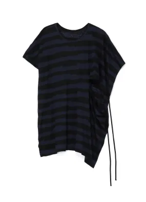 STRIPED FRENCH SLEEVE T-SHIRT WITH LEFT SLASH