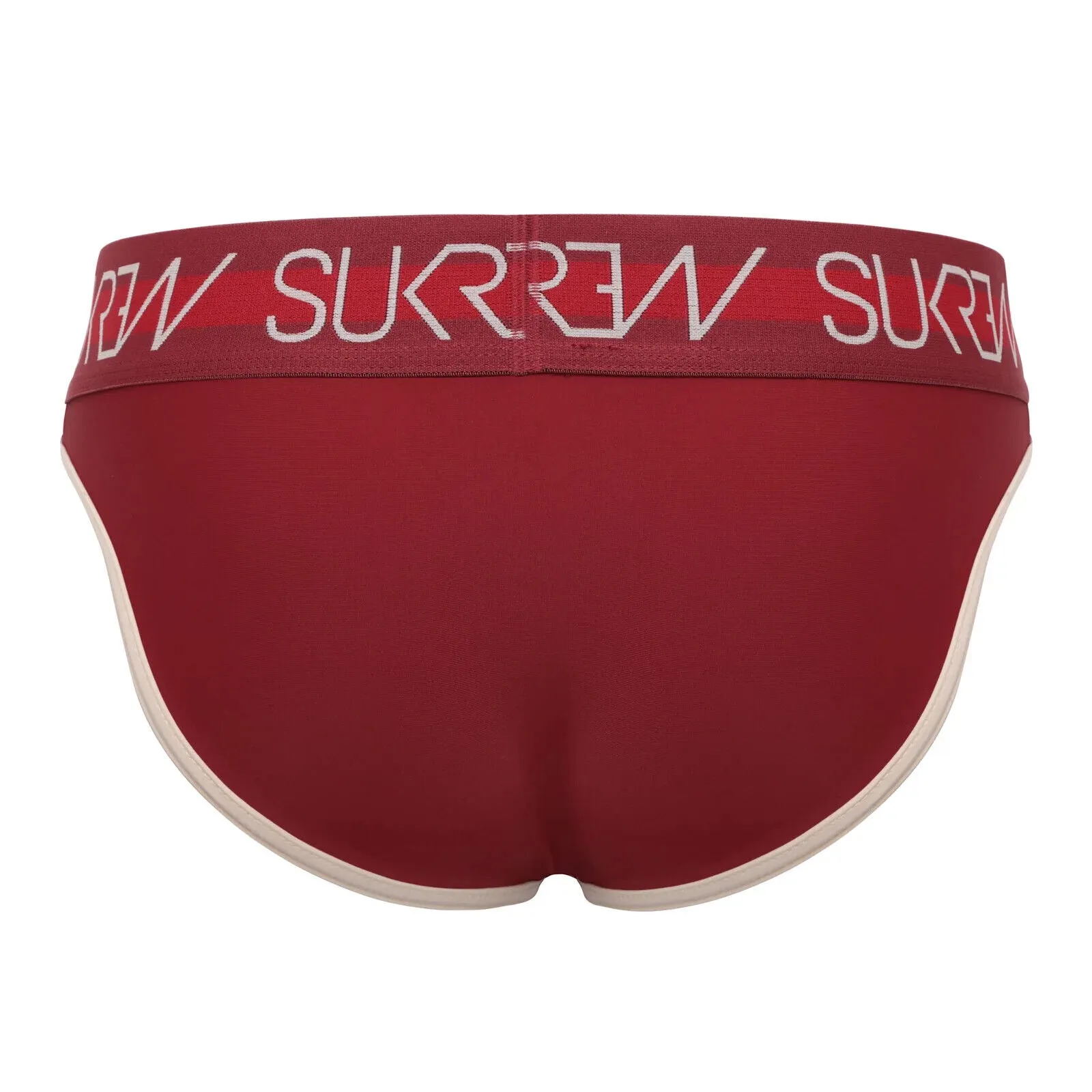 SUKREW Classic Briefs With High-Cut Front Unlined Brief Burgundy & Cream 28