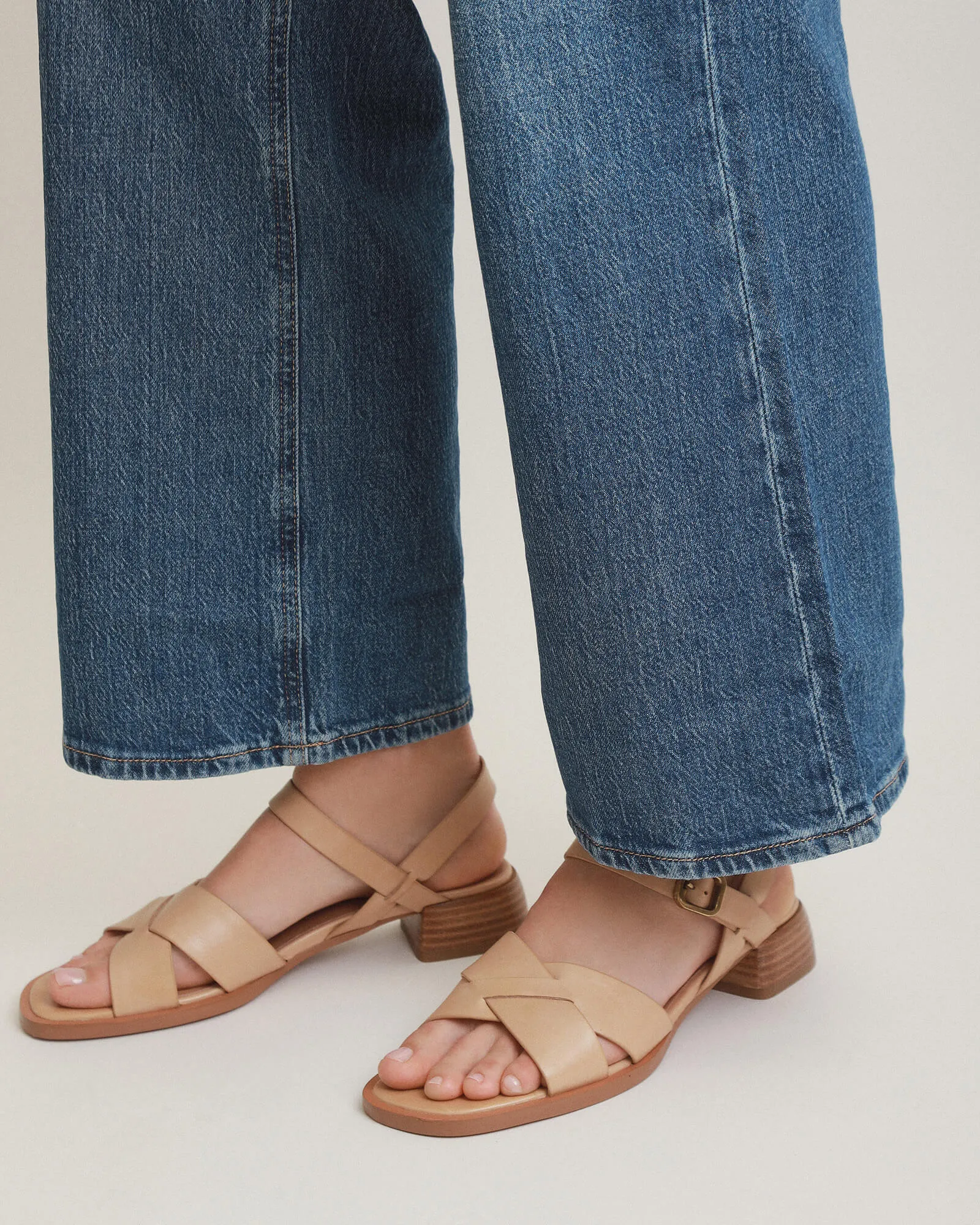 TEMPO FLAT SANDALS NATURAL LEATHER