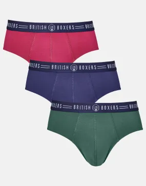 Three-pack British Boxers Men's Briefs – Heritage Colours