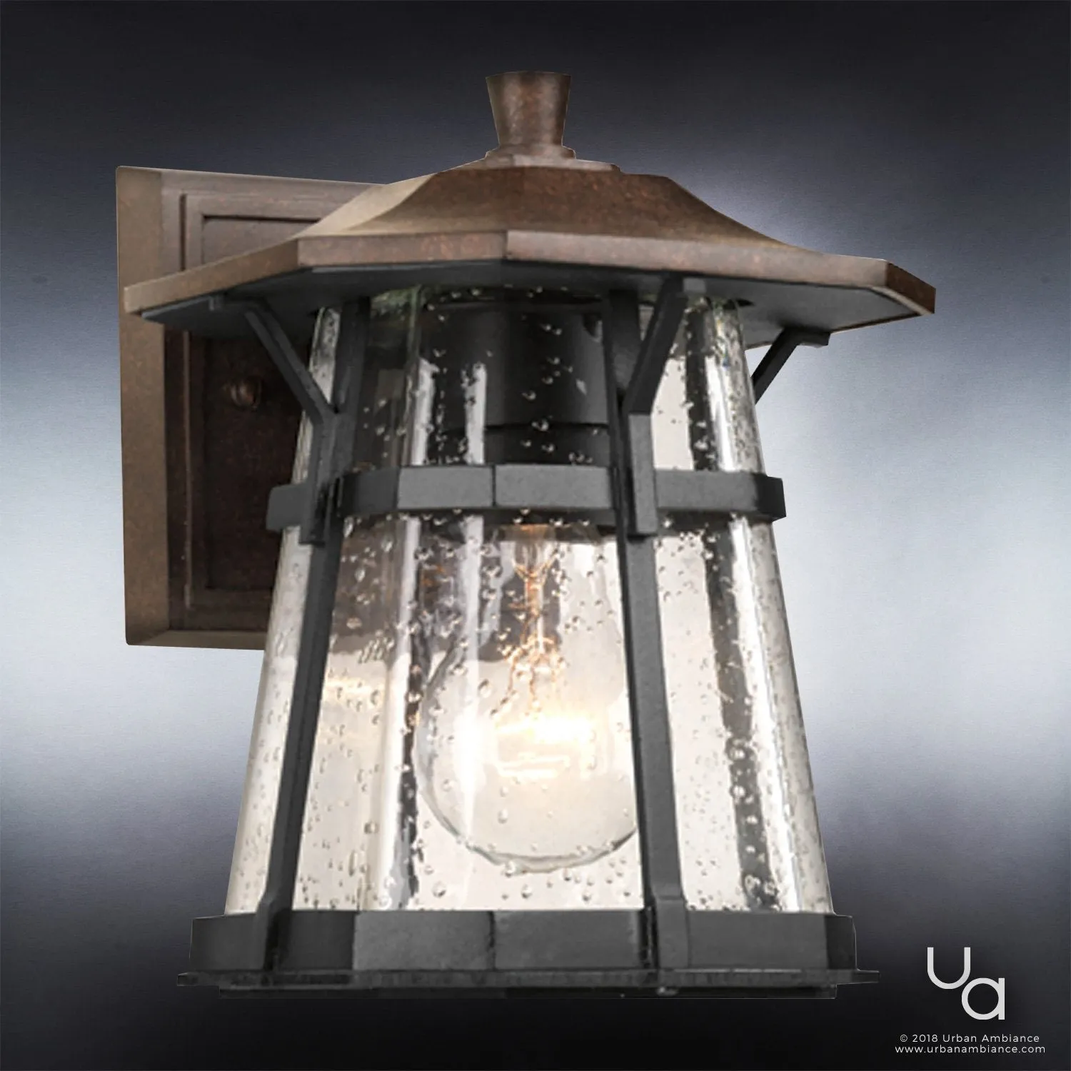 UHP1070 Rustic Outdoor Wall Light, 8.625"H x 6.5"W, Coffee Bronze Finish, Gold Coast Collection