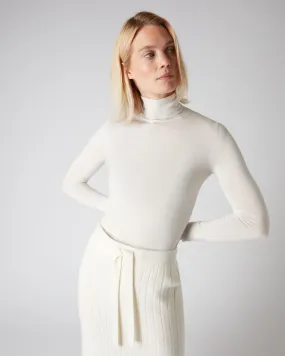 Women's Margot Superfine Cashmere Roll Neck Jumper New Ivory White